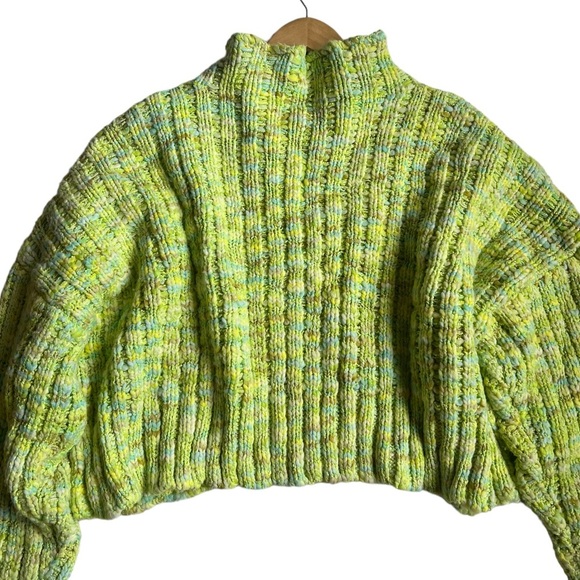 Free People Green Confetti Oversized Chunky Sweater Size XL - Picture 9 of 10